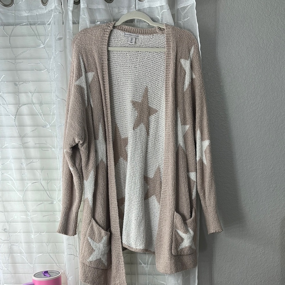 Sincerely Jules Cream Cardigan Sweater Star Pattern